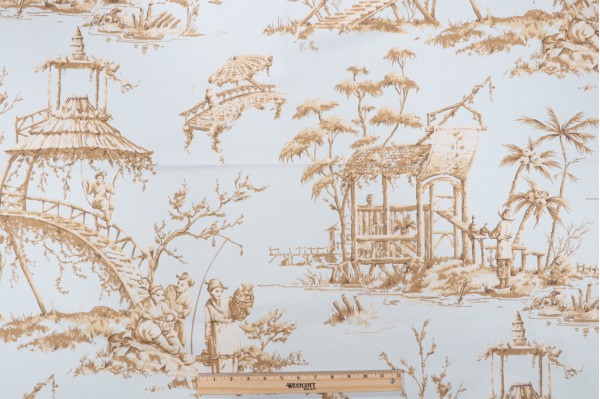 Thibaut Meridian F95305 Printed Drapery Fabric in Light Blue