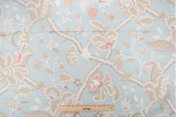 Thibaut Denmark F96035 Printed Drapery Fabric in Aqua