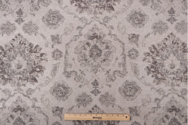 Mill Creek Divertimento Woven Chenille Damask Upholstery Fabric in Stone