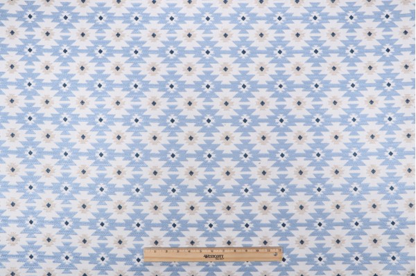 Mill Creek Garen Embroidered Drapery Fabric in Cornflower