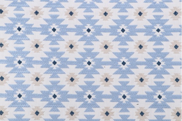 Mill Creek Garen Embroidered Drapery Fabric in Cornflower