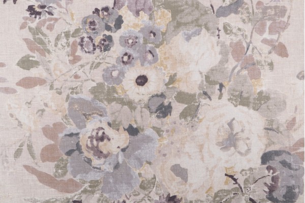 P Kaufmann Lisette Printed Linen Drapery Fabric in Pearl