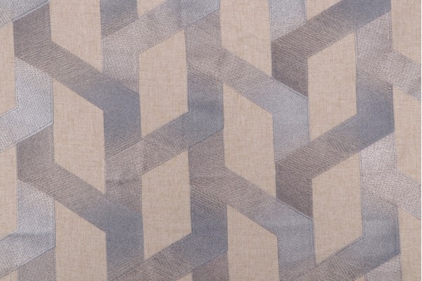 P Kaufmann Hem In Embroidered Drapery Fabric in Blue Smoke