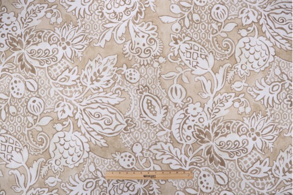 P Kaufmann Bruges Printed Cotton Drapery Fabric in Oat