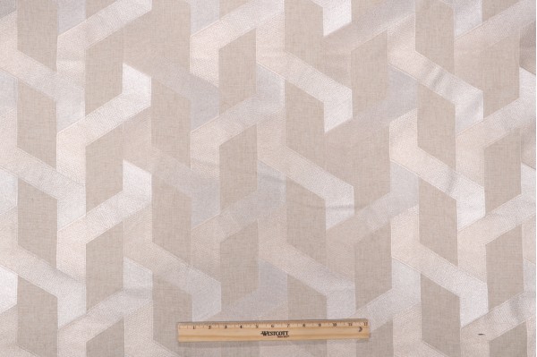 Kaufmann Hem In Embroidered Drapery Fabric in Pearl
