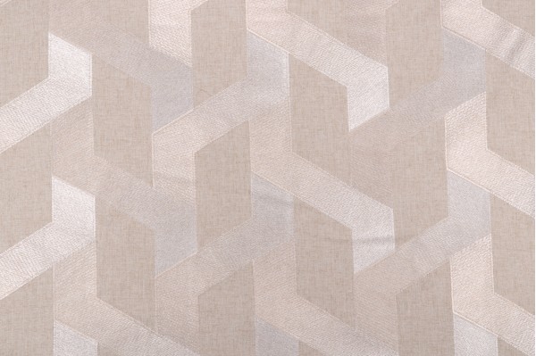 Kaufmann Hem In Embroidered Drapery Fabric in Pearl