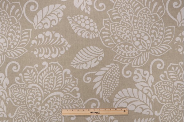 Thibaut Waterbury F99270 Printed Linen Blend Drapery Fabric in Beige