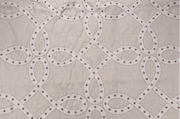 Thibaut Salina Ribbon AW1378 Embroidered Drapery Fabric in Linen