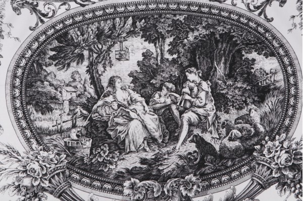 Thibaut Biltmore F97315 Printed Cotton Drapery Fabric in Black on White