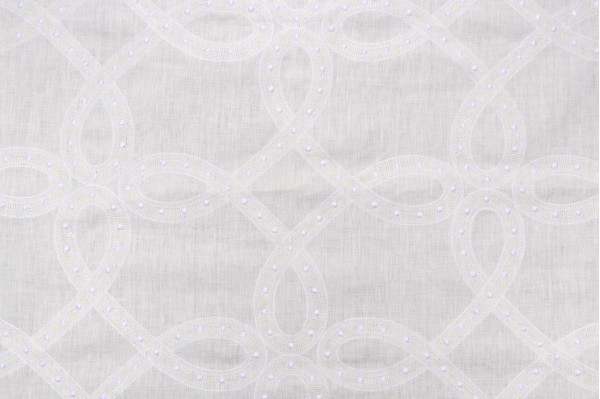 1 Yard Thibaut Salina Ribbon AW1376 Embroidered Drapery Fabric in White