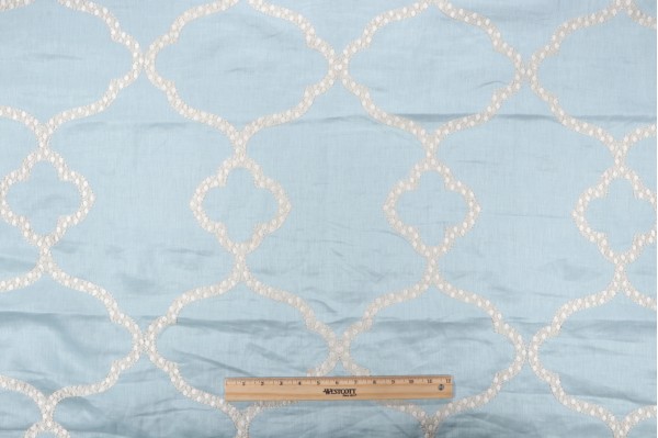 1 Yard Thibaut Gibraltar W72772 Embroidered Drapery Fabric in Blue