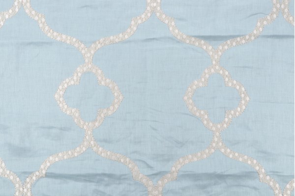 1 Yard Thibaut Gibraltar W72772 Embroidered Drapery Fabric in Blue