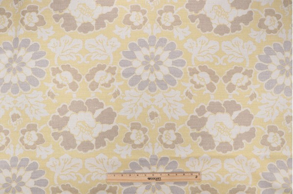 Thibaut Shima AF2589 Printed Linen Blend Drapery Fabric in Yellow
