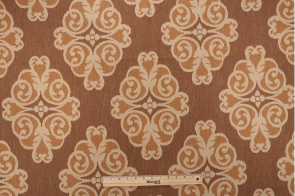 Thibaut Montgomery F96015 Printed Linen Blend Drapery Fabric in Brown