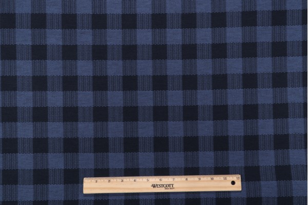 1 Yard Buffalo Check Woven Upholstery Fabric in Lapis