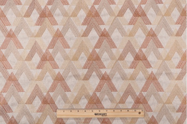 Arrowhead Embroidered Drapery Fabric in Spice