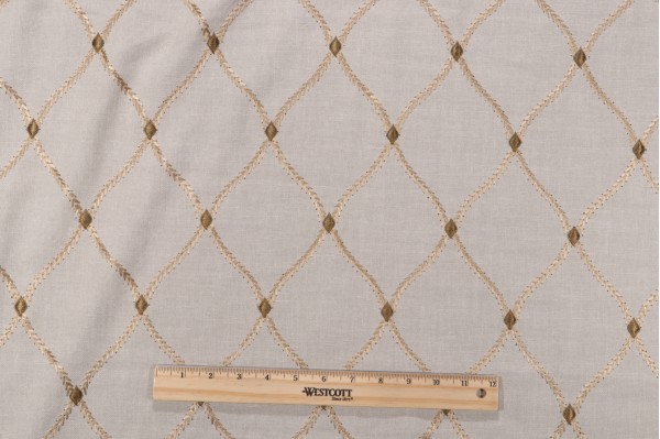 Ricamo Embroidered Drapery Fabric in Ecru
