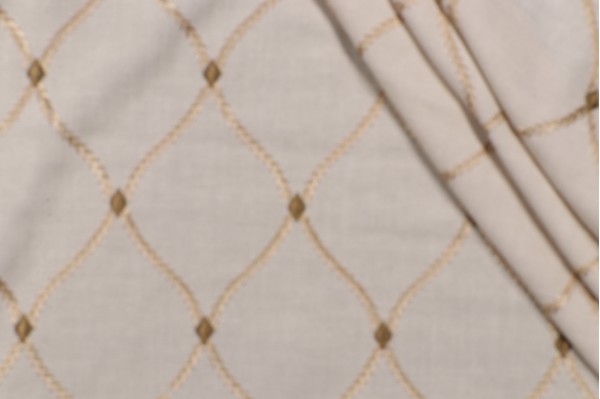 Ricamo Embroidered Drapery Fabric in Ecru