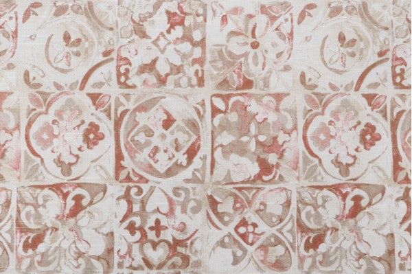 Ellen Degeneres Petra Tile Printed Cotton Drapery Fabric in Blush 