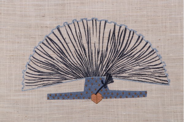 Sample of P Kaufmann Hakama Embroidered Drapery Fabric in Midnight 