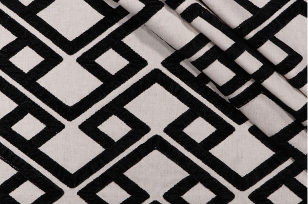 P Kaufmann Accolade Embroidered Drapery Fabric in Onyx 