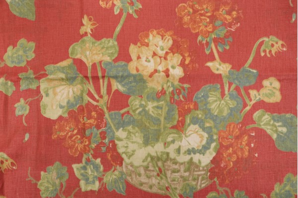Thibaut Washington F96019 Printed Linen Drapery Fabric in Red