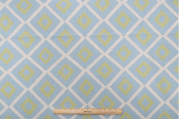 Thibaut Carole F99192 Printed Linen Blend Drapery Fabric in Aqua