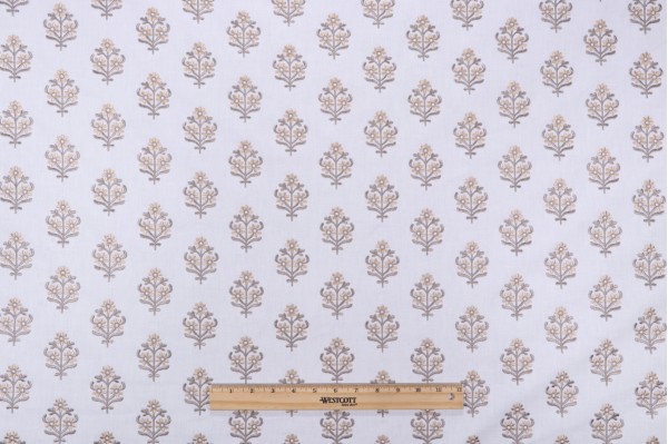 PK Lifestyles Floral Sprig Embroidery Decorator Fabric in Mineral