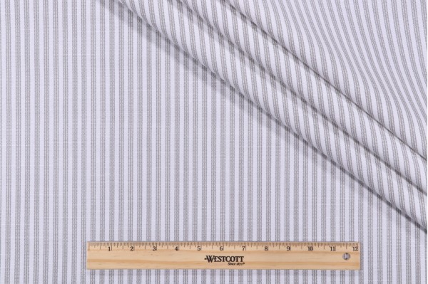 PK Lifestyles Everyday Ticking Printed Cotton Drapery Fabric in Shadow