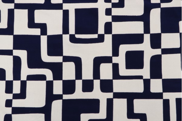 Waverly Positive Negative Printed Cotton Drapery Fabric in Sail