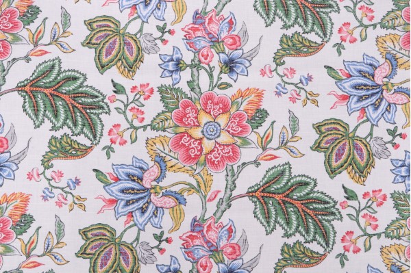PK Lifestyles Flowering Printed Cotton Drapery Fabric in Spring