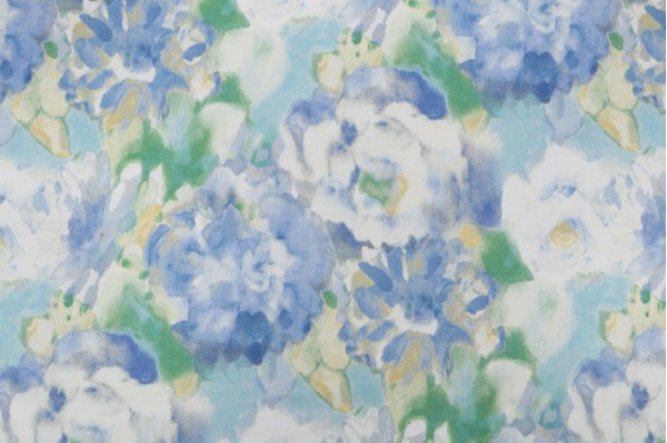 Waverly Garden Mist Printed Cotton Drapery Fabric in Skylight