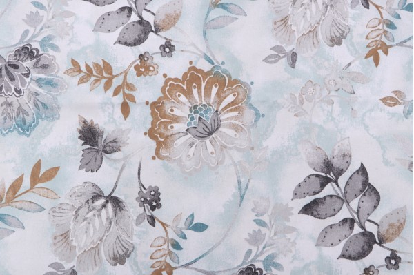 Kelly Ripa Home Light-Hearted Printed Cotton Drapery Fabric in Spa