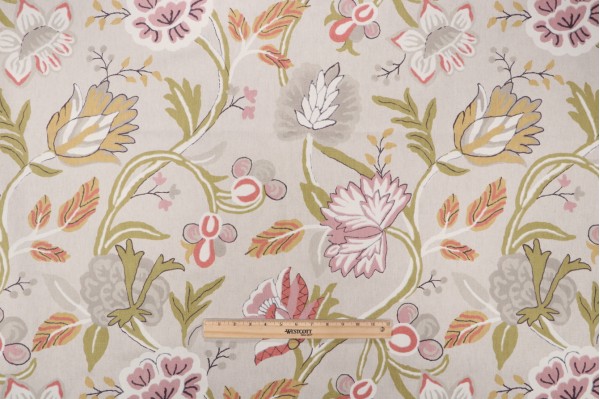 Thibaut Cayman F94908 Printed Linen Blend Drapery Fabric in Natural
