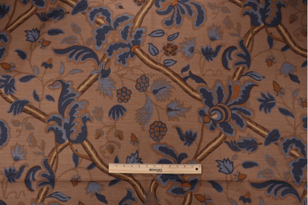 Thibaut Denmark F96031 Printed Linen Blend Drapery Fabric in Brown