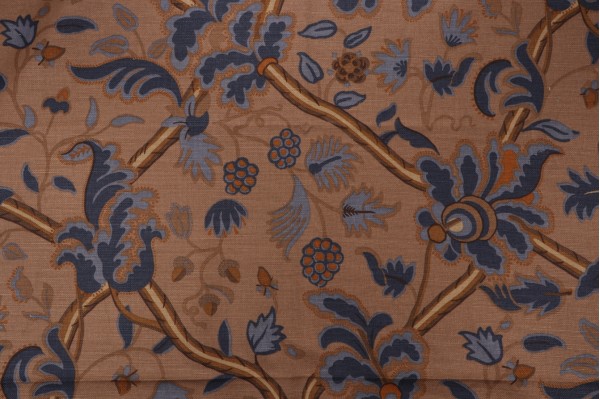 Thibaut Denmark F96031 Printed Linen Blend Drapery Fabric in Brown