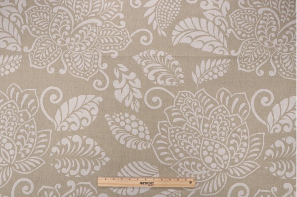 Thibaut Waterbury F99270 Printed Linen Blend Drapery Fabric in Beige