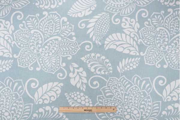 Thibaut Waterbury F99271 Printed Linen Blend Drapery Fabric in Aqua