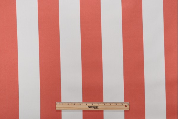 Functional Fabrics Cabana Stripe Woven Latex-Backed High UV Polyester Outdoor Fabric in Coral 