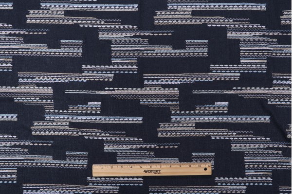Amna Embroidered Drapery Fabric in Indigo
