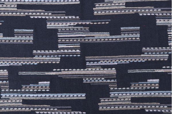 Amna Embroidered Drapery Fabric in Indigo