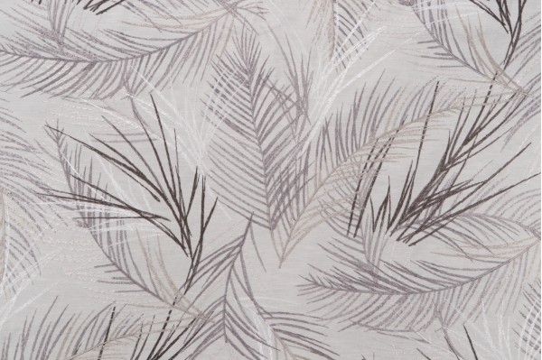 Fronds Embroidered Drapery Fabric in Grey