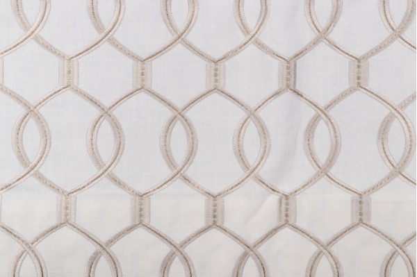 Candice Embroidered Drapery Fabric in Flax