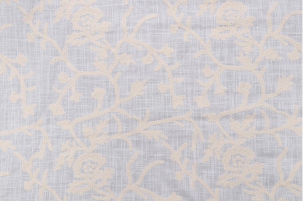 Click for .88 Yards Freya Embroidered Semi-Sheer Drapery Fabric in Cream Freya Embroidered Semi-Sheer Drapery Fabric in Cream