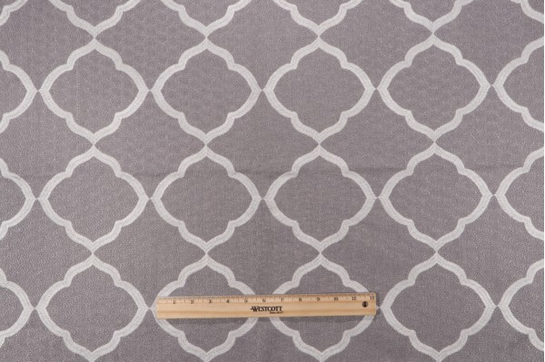 1 Yard Richloom Capricorn Embroidered Drapery Fabric in Pewter