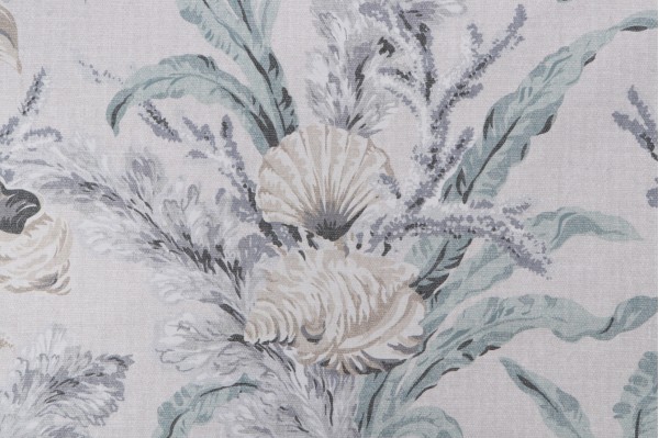 P Kaufmann Tarramar Printed Cotton Twill Drapery Fabric in Seaglass