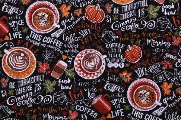 Gail Cadden Fabrics of SoHo Cider Season - Pumpkin Spice Printed Cotton Craft Fabric in Pumpkin Spice Latte for Timeless Treasures 