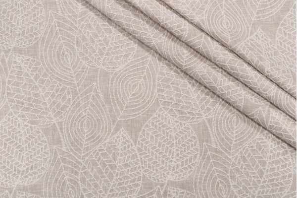Valiant Fabrics Eden Embroidered Drapery Fabric in Linen 
