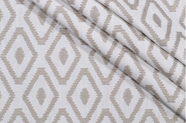 Valiant Fabrics Canyon Embroidered Drapery Fabric in Pewter 