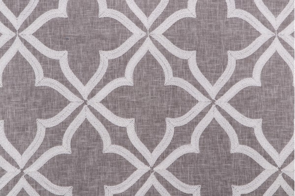 Valiant Fabrics Deco Embroidered Drapery Fabric in Grey 
